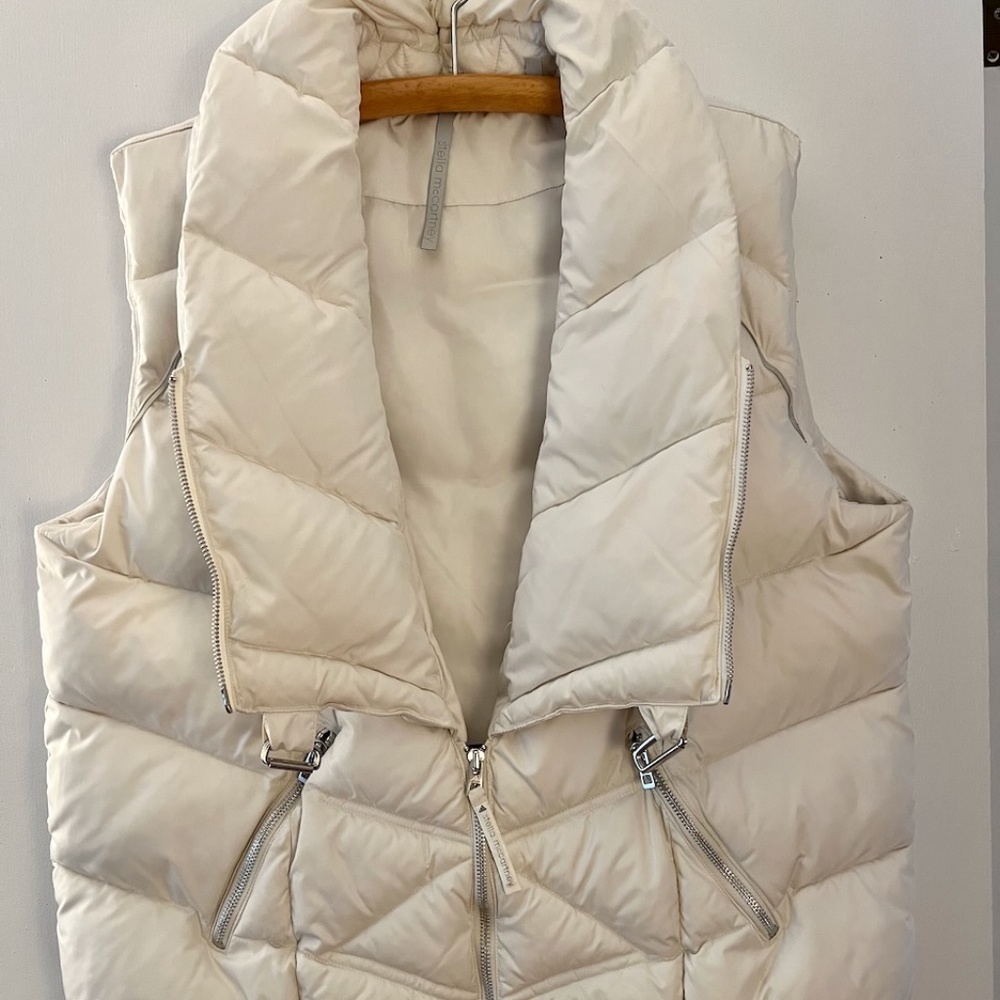 Rare Adidas Stella McCartney White Puffy Winter Vest Gilet Sz L Vegan